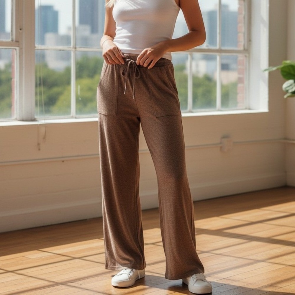 Stars Above Perfectly Cozy Lounge Pants XS Brown Excellent Wide Leg Drawstring